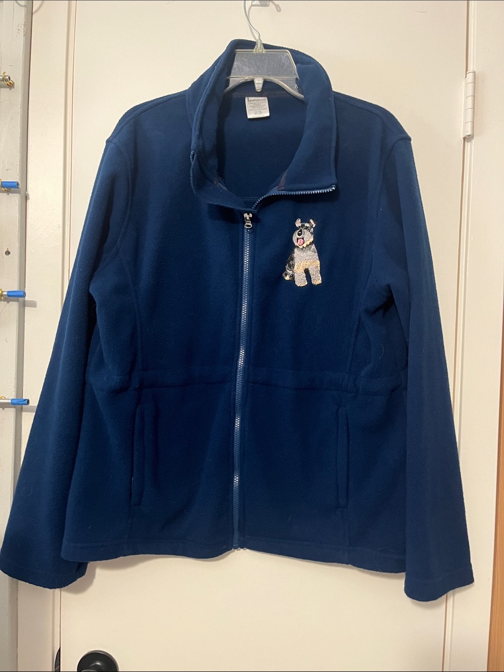 Navy Full-Zip Fleece Jacket with Dog Embroidery
